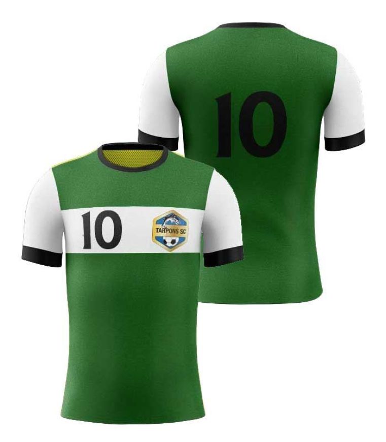 Picture of Custom Made Soccer Game Uniform Jersey with Team Logo and Player Numbers. Style N109J.
