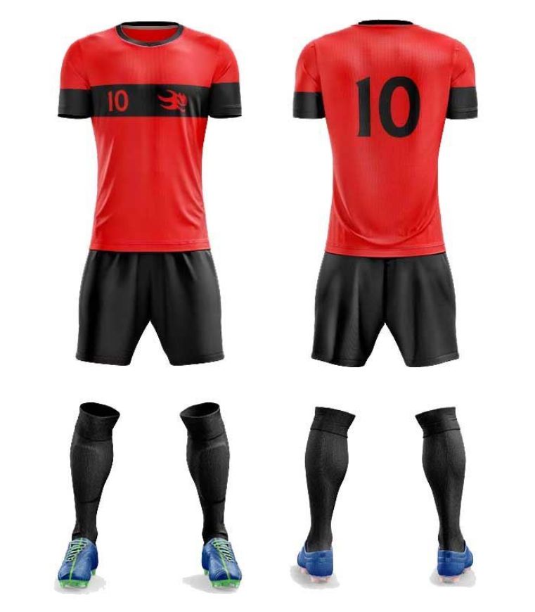 Picture of Custom Made Soccer Game Uniform Kits with Team Logo and Player Numbers. Style N109C.
