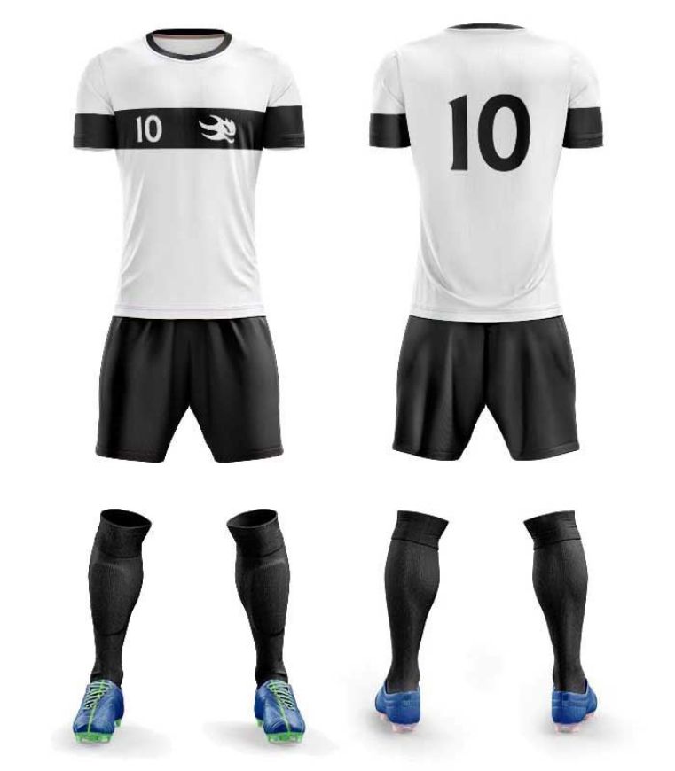 Picture of Custom Made Soccer Game Uniform Kits with Team Logo and Player Numbers. Style N109C.