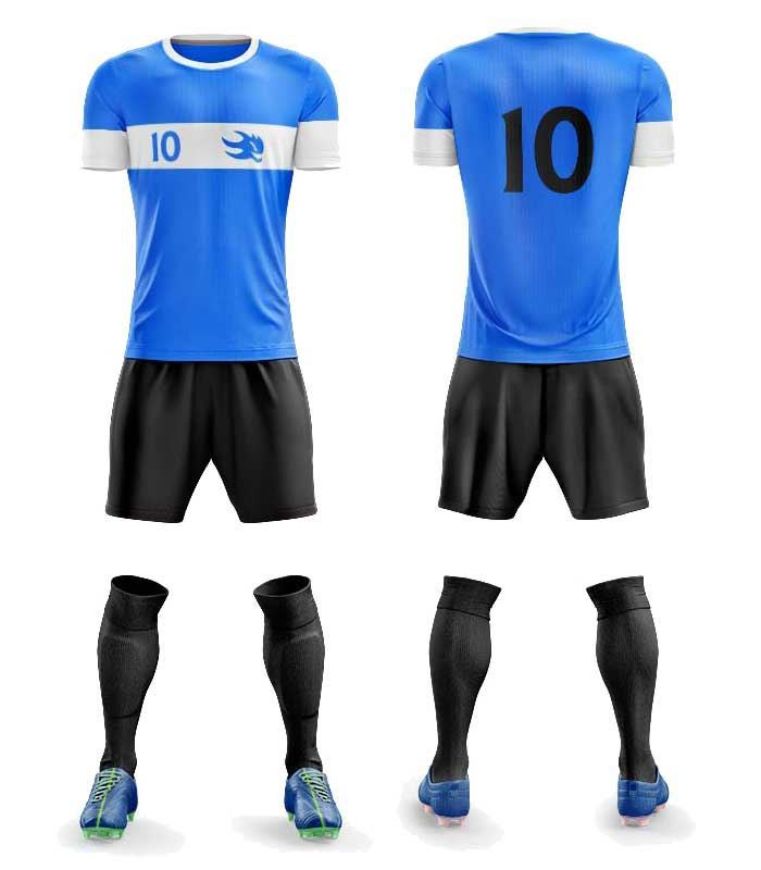Picture of Custom Made Soccer Game Uniform Kits with Team Logo and Player Numbers. Style N109C.