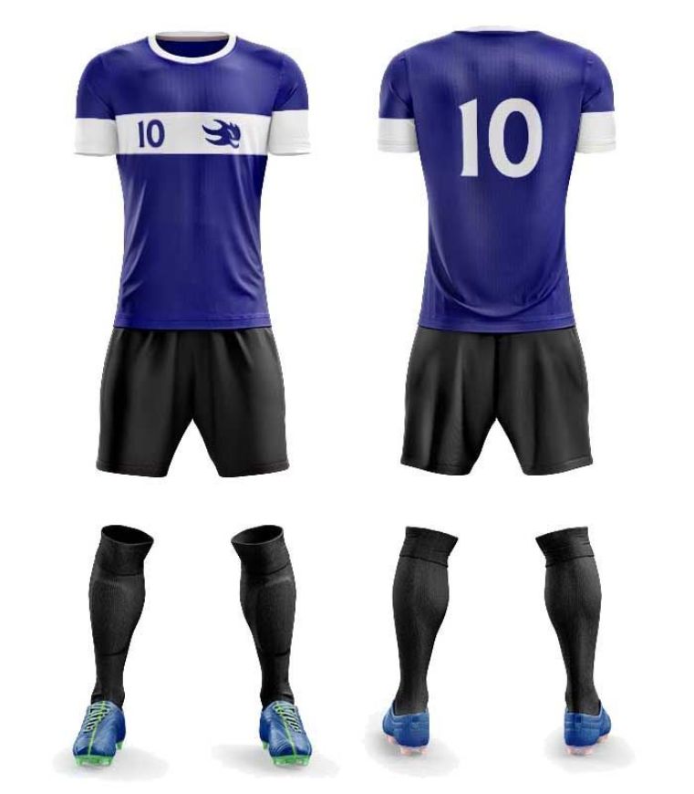 Picture of Custom Made Soccer Game Uniform Kits with Team Logo and Player Numbers. Style N109C.