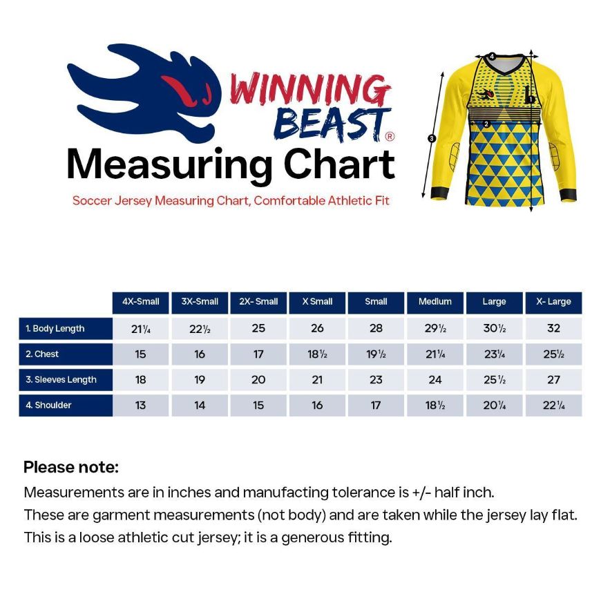 Picture of Goal Keeper Jersey with Padded Elbows, Lightweight Fabric, Sublimated Design and Full Sleeves. Unisex Soccer Shirt.