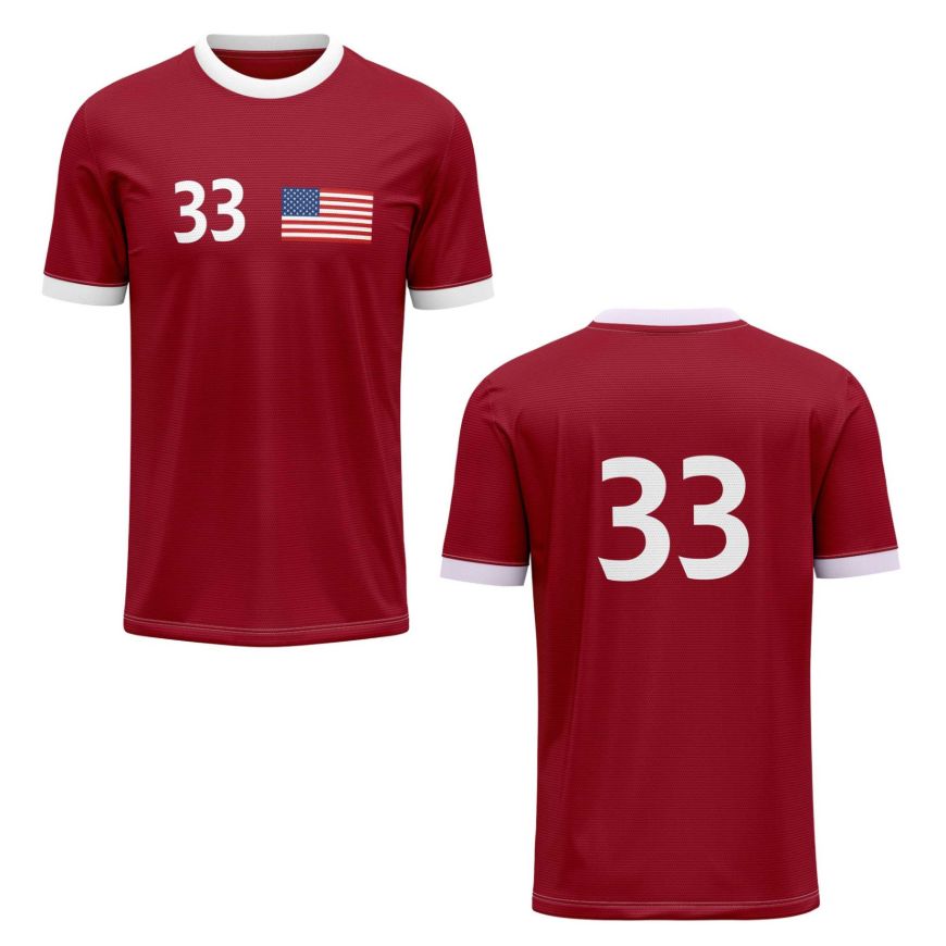 Picture of Custom Made Soccer Game Uniform Jersey with Team Logo and Player Numbers. Style 100J.