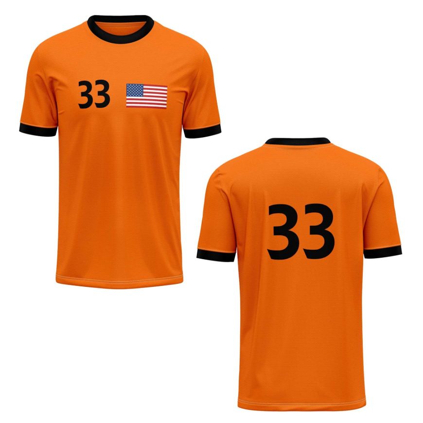 Picture of Custom Made Soccer Game Uniform Jersey with Team Logo and Player Numbers. Style 100J.