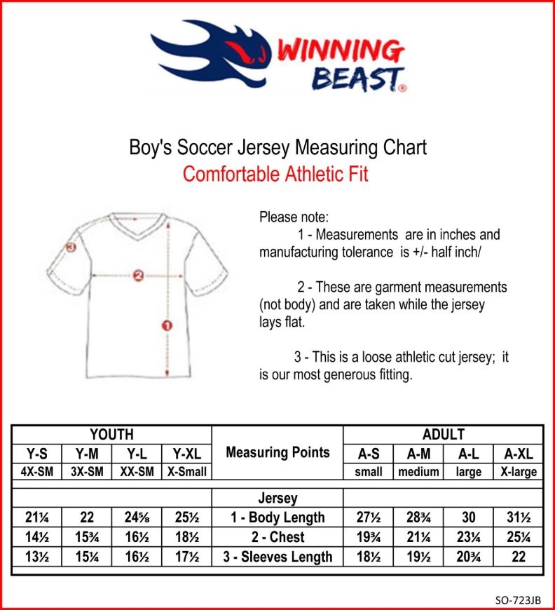 Picture of Custom Made Soccer Game Uniform Jersey with Team Logo and Player Numbers. Style 100J.