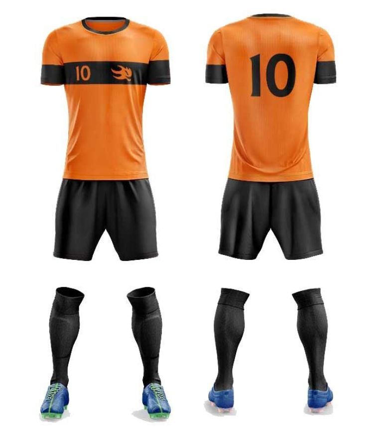 Picture of Custom Made Soccer Game Uniform Kits with Team Logo and Player Numbers. Style 109C.
