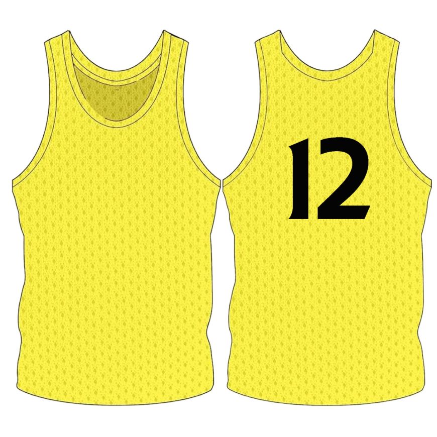 Picture of Sleeveless Training Vest (Pennies) with Player Number at Center Back. Style N905-03. Custom Made.