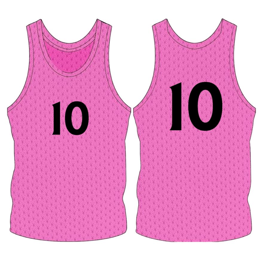 Picture of Sleeveless Training Vest (Pennies) with Player Number at Center Chest and Center Back. Style N905-04. Custom Made.