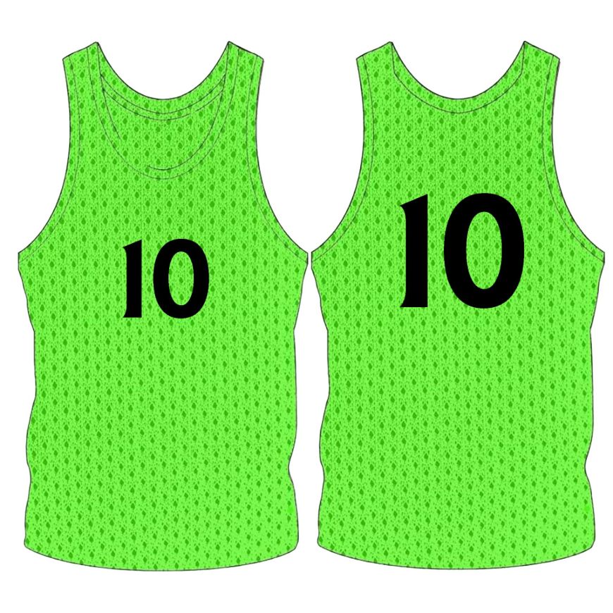 Picture of Sleeveless Training Vest (Pennies) with Player Number at Center Chest and Center Back. Style N905-04. Custom Made.