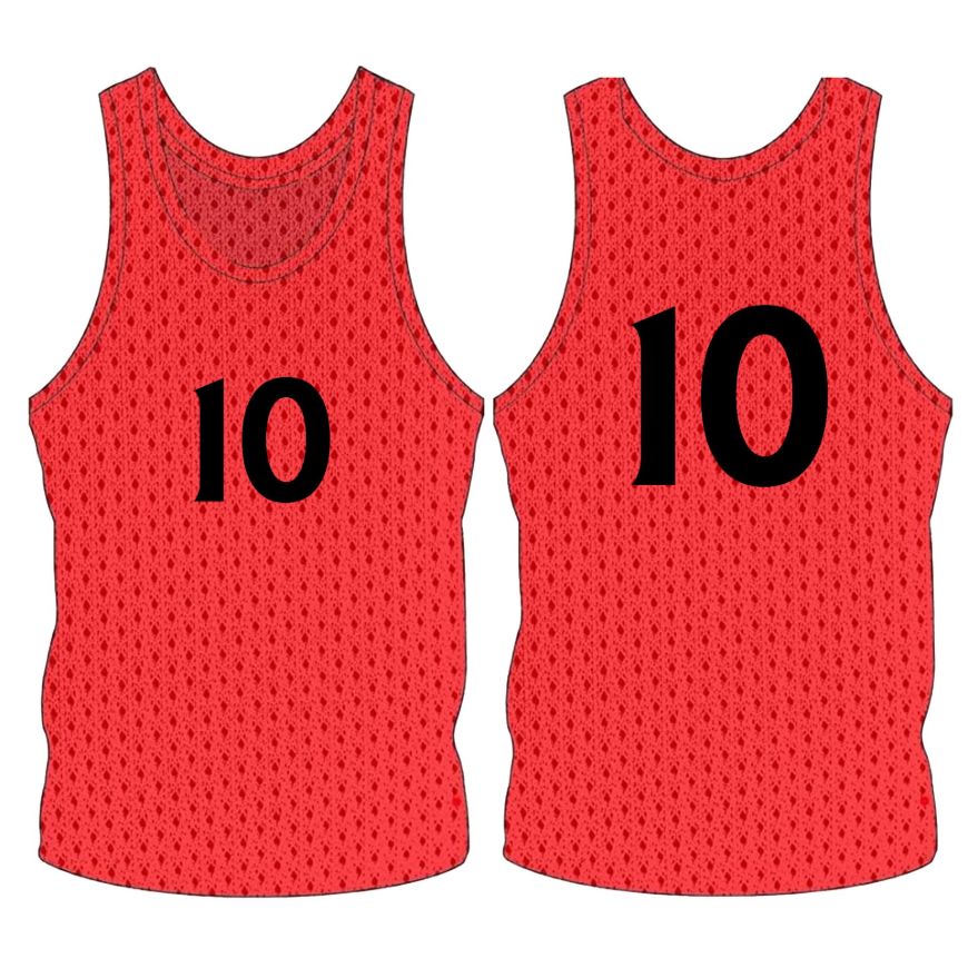 Picture of Sleeveless Training Vest (Pennies) with Player Number at Center Chest and Center Back. Style N905-04. Custom Made.