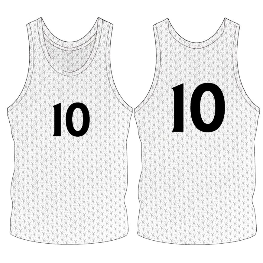 Picture of Sleeveless Training Vest (Pennies) with Player Number at Center Chest and Center Back. Style N905-04. Custom Made.