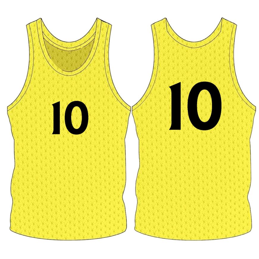 Picture of Sleeveless Training Vest (Pennies) with Player Number at Center Chest and Center Back. Style N905-04. Custom Made.